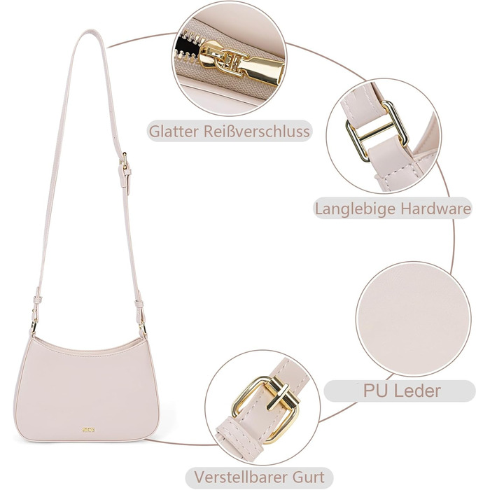 Сумка жіноча TIAASTAP Hobo бежева: маленька сумка через плече, стильна PU шкіра, Y2K, для дівчат-підлітків