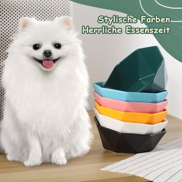 Керамічна годівниця для котів та собак на підставці, нахилена, зелена, 1 шт.