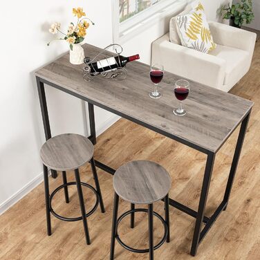 HOOBRO 2-Piece Bar Stool Set with Footrest - Industrial Style Metal Bar Stools for Kitchen, Restaurant, Bar - Vintage Brown & Black