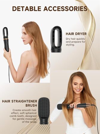 Фен-щітка 6 в 1 для волосся, Airstyler: сушка, укладка, завивка, випрямлення (Чорний)