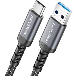 Кабель USB-A на USB-C deleyCON 1.5м, USB 3.0 (5Gbps), для смартфонів, планшетів, ноутбуків, камер, HDD, SSD