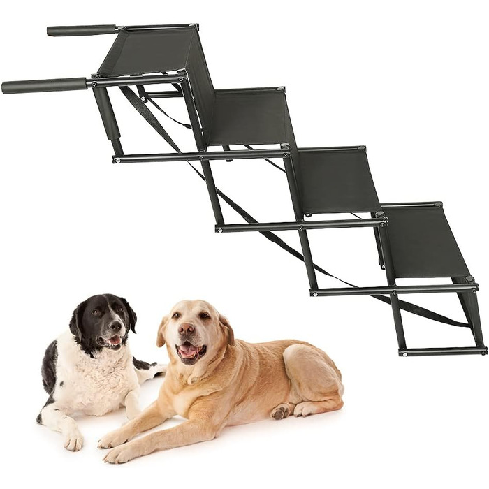 Східці для собак великих та маленьких порід, рампи для собак у машину, складані рампи для собак, неслизькі, до 80 кг, чорний