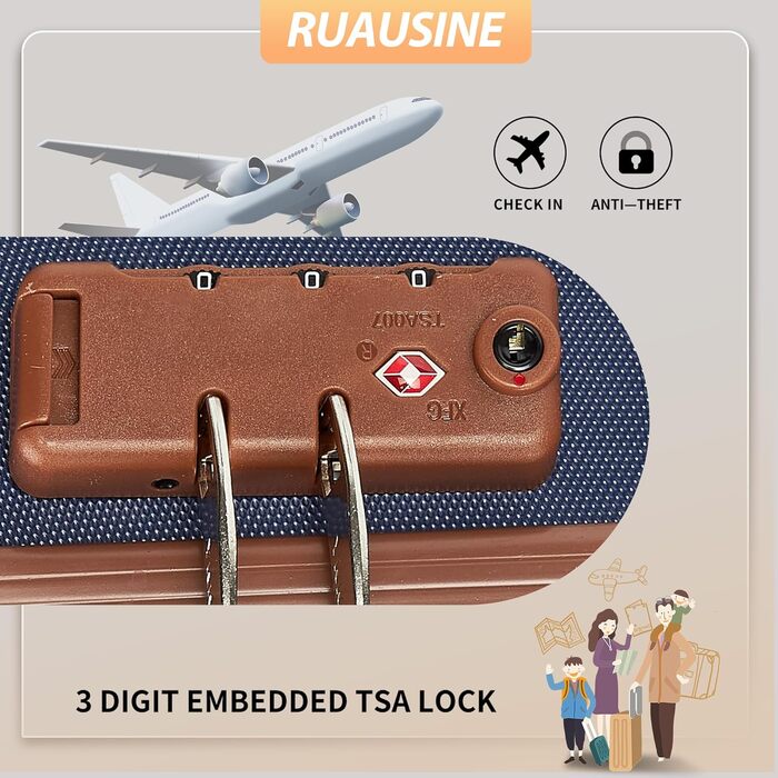 Чохол-валіза ручної поклажі з жорстким корпусом та 4 обертовими колесами, з TSA-замком (Сріблястий, 20 дюймів) (Синій, 20 дюймів)