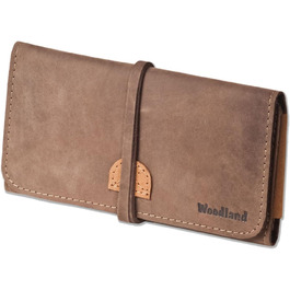 Woodland Tobacco Pipe and Accessories Case made from soft, natural unfinished buffalo leather in a taupe/dark brown-cognac combination