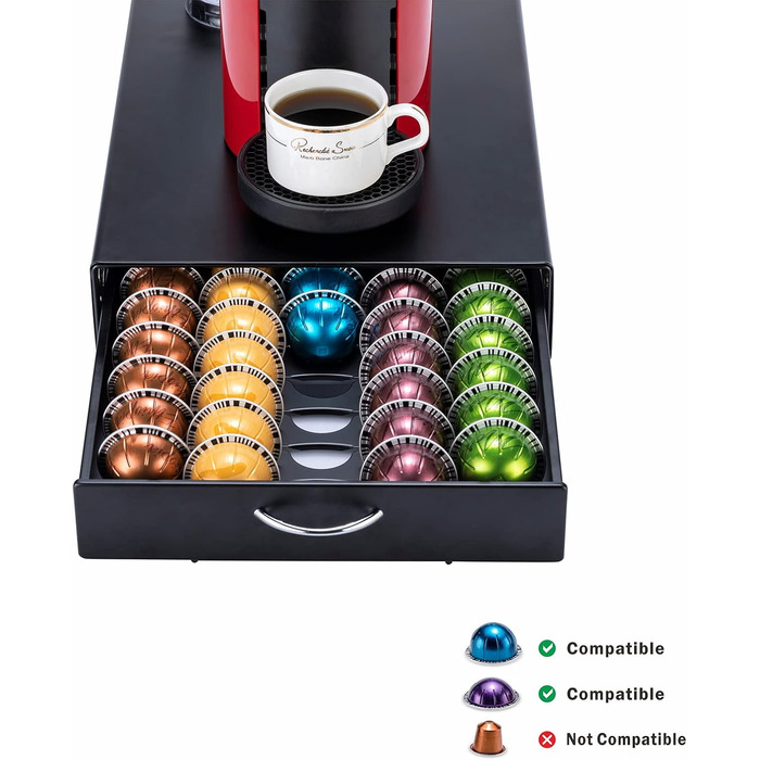 Тримач для капсул Vertuo Rice rat для Nespresso Vertuo, 50 капсул, чорний, скляний каркас чорного кольору