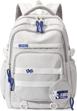 Шкільний рюкзак для дівчаток-підлітків, водонепроникний, легкий, великого об'єму, модний рюкзак для школи або подорожей (світло-сірий)