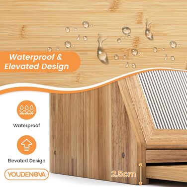 YOUDENOVA Скринька для хліба з дощечкою для нарізання, дерев'яний кошик для хліба, коробка для зберігання, бамбукова коробка для хліба, солі та перечниці, 39x25x20 (ДхШхВ) см, (Bois)