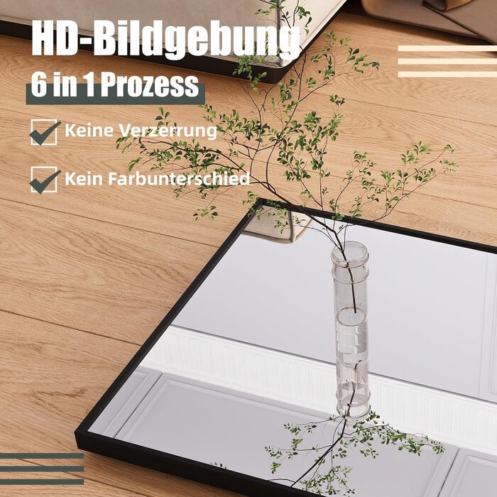 Large Standing Mirror with Black Metal Frame