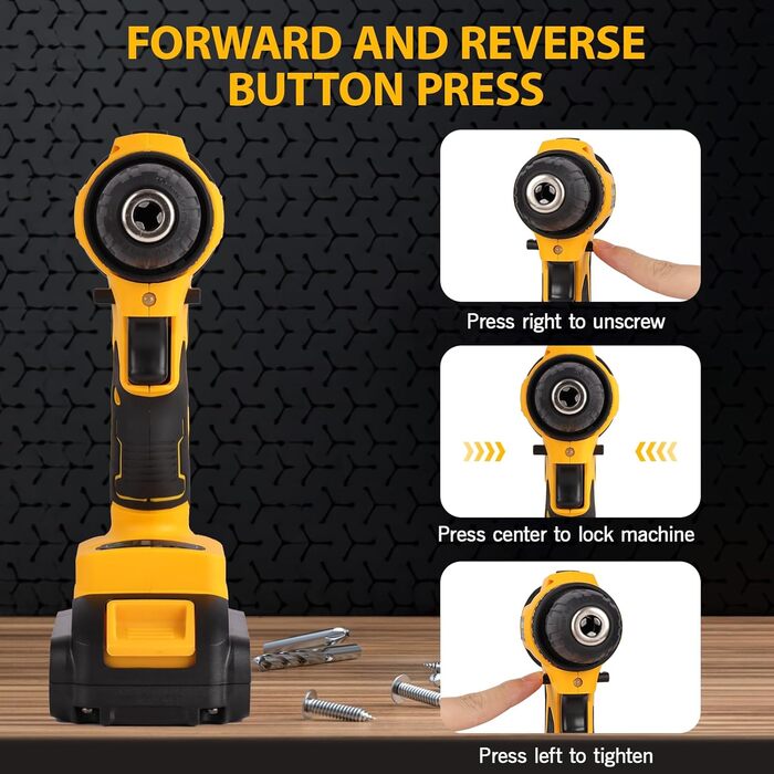 Акумуляторний шурупокрут-дрель 21V безщітковий 80Nm з набором аксесуарів 26-в-1, LED-ліхтар, кейс для дерева, металу, DIY