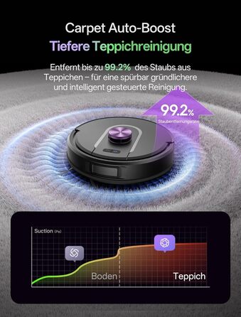 Робот-пилосос Vexilar з функцією миття підлоги, 8000Pa, LiDAR-навігація, 150 хв роботи, 15 зон заборони, керування через додаток, для шерсті тварин та килимів (W15)