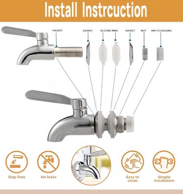 2 x 4L скляний диспенсер для напоїв зі стійкою, диспенсер для води, соку, домашніх напоїв, для вечірок, весіль, 4L, 2 шт.