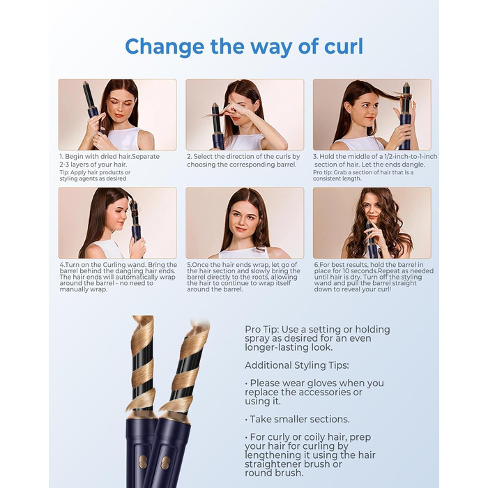 Професійний мультистайлер для волосся 6 в 1: фен, плойка, брашін, термощітка, випрямляч, Airbrush. Подарунчий набір для жінок (Блакитний)