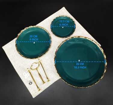 Керамічна підставка для капкейків YA JU на 3 яруси, 3-ярусна вежа для випічки, підставка для десертів, цукерок, фруктів, Candy Bar, вечірки, декор, найкращий подарунок (Зелена)