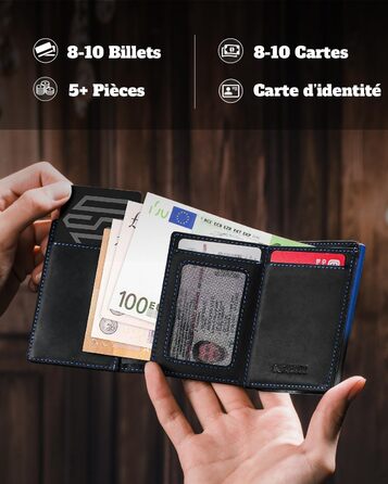Портмоне чоловіче DODENSHA MagSnap Slim з відділом для монет, RFID захистом, на 10+ карт, чорно-червоне (чорно-синій)