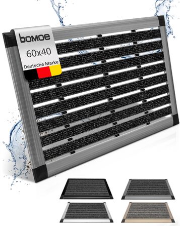 Придверний килимок AluGant з алюмінію для вулиці 40x60 см, синьо-сірий металік, стійкий скребок для взуття