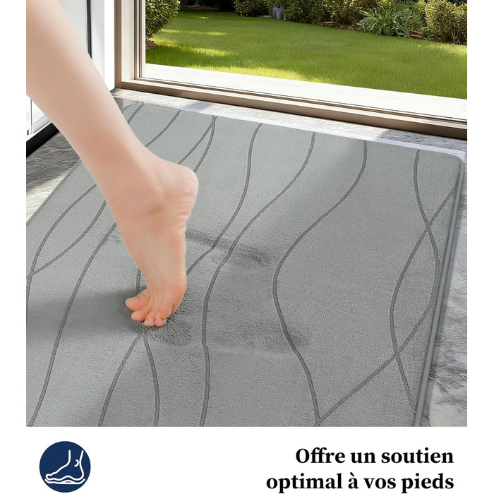 Килимок для ванної кімнати chakme з ефектом пам'яті, антиковзаючий та вбираючий м'який килим у ванну, що переється (60x150 см, сірий)