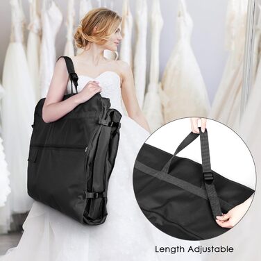 Univivi Garment Bag Long 182cm, Bridal Gown Garment Bag with Shoe Compartment, Garment Bags with 4 Zipper Pockets, Foldable Waterproof Garment Bag Travel for Evening Dresses - Beige (182cm / Black Includes 1 Accessory Pouch)