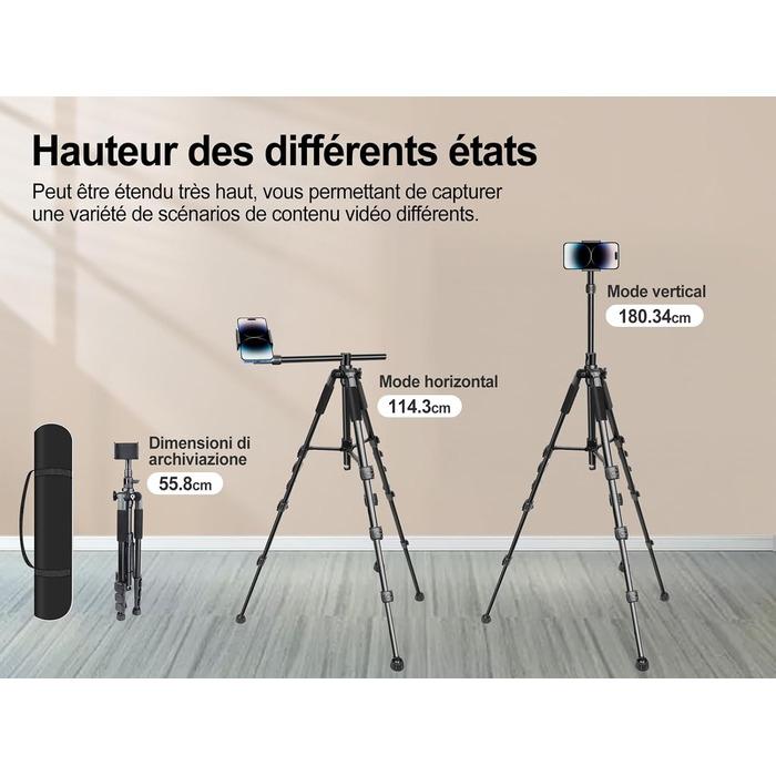 Штатив для смартфона Elitehood з виносним плечем 114 см, гнучкий, 180 см, 360° - для відеозйомки