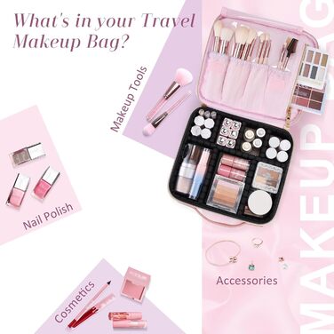 Косметичка для макіяжу, органайзер для подорожей, рожева