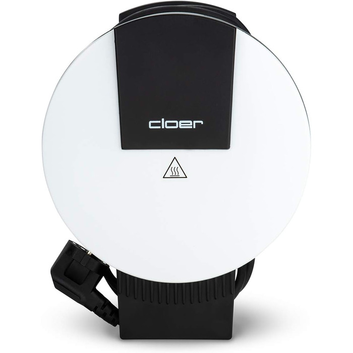 Вафельниця Cloer 1200 Вт для класичних вафель XXL, 19,5 см, сталева, біла, без сигналу