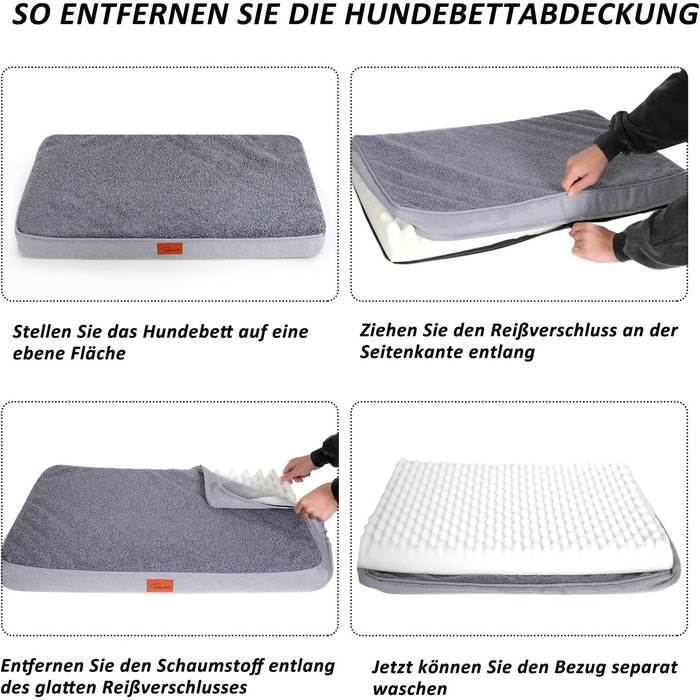 Килимок для собак Caliyo, середнього розміру, 91x69x7.6 см, з Memory Foam, сірий, можна прати