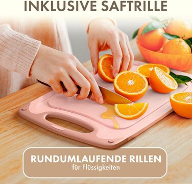 Набір дерев'яних обробних дощок Blumtal (S/M/L) - 2 шт. з жолобками для соку та зручною ручкою. Без BPA, придатні для миття в посудомийній машині. Кухонні дошки (Рожевий)