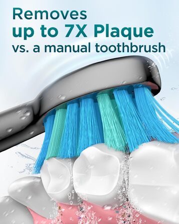 Електрична зубна щітка Sonico з 8 насадок, 5 режимів, чорна. Для подорожей.