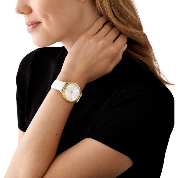 Жіночий годинник Michael Kors Slim Runway: кварцовий механізм, 38 мм, шкіряний ремінець (Золотистий та Білий)