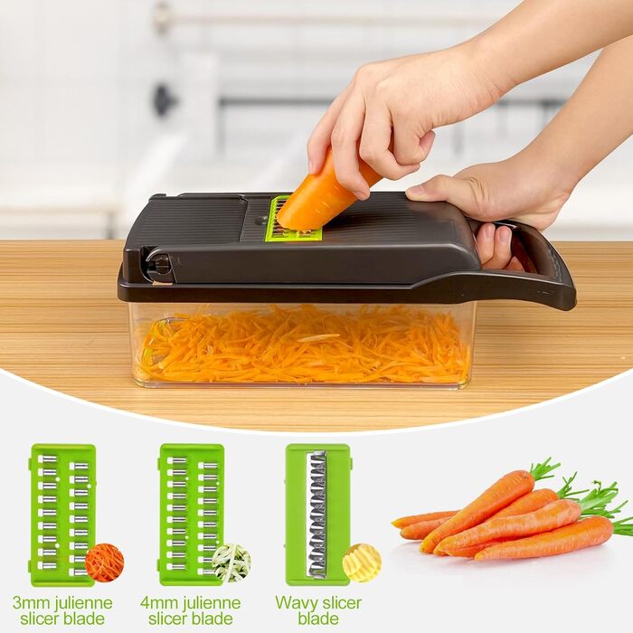 Багатофункціональний набір для нарізки овочів 16 в 1 з відром, нержавіюча сталь, слайсер для огірків, картоплі, моркви