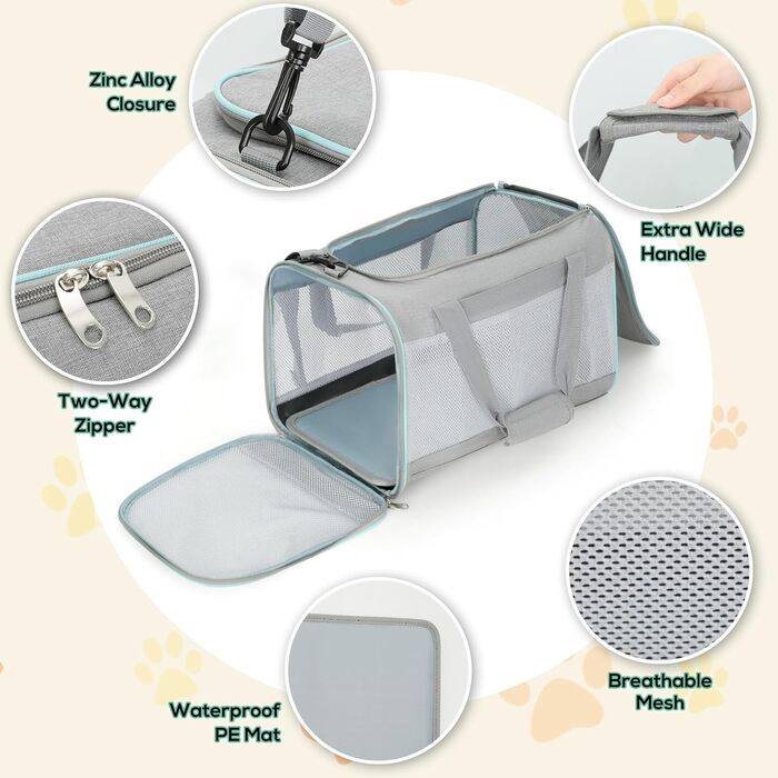 Транспортна сумка Cozary для котів та собак, переноска для тварин, сіра (44x30x30 см)