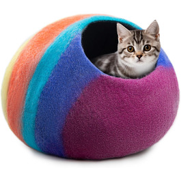 Вулик для кота Woolygon Rainbow Twist M - будиночок з мериносової вовни, ручної роботи