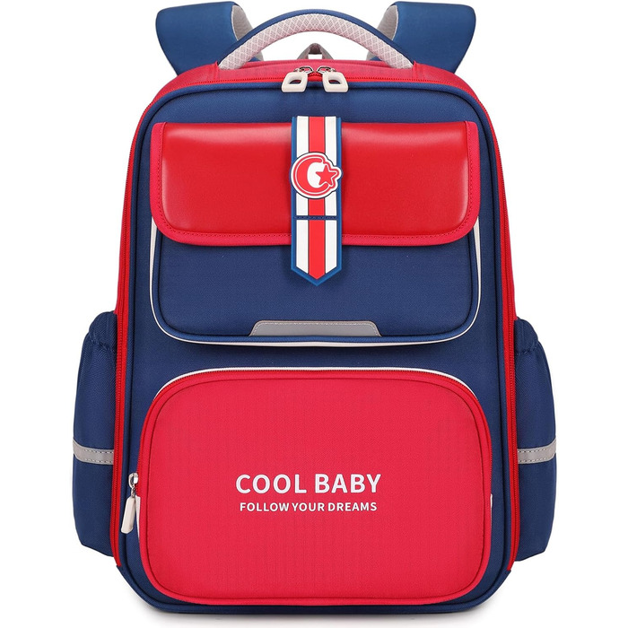 Шкільний рюкзак для дівчаток та хлопчиків, 1-4 клас, ергономічний, з нагрудним ременем, 2025, для дітей 6-10 років, знімний ремінь, світловідбиваючі елементи (червоний)