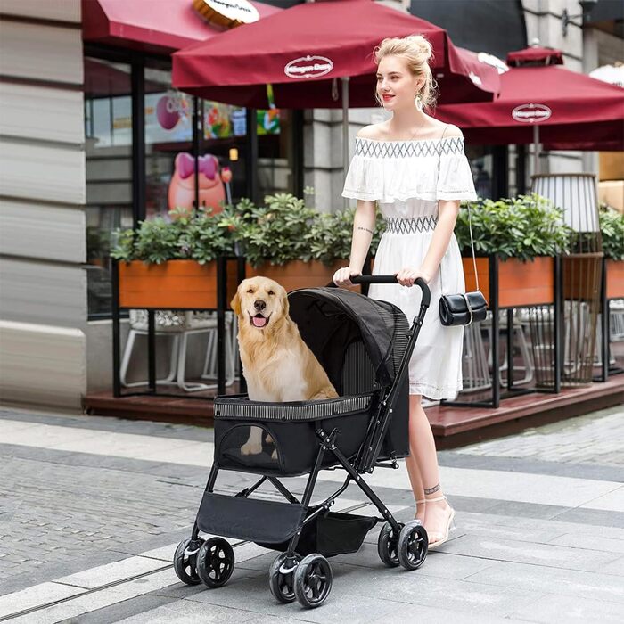 Складаний буги для собак, переноска для тварин до 20 кг, чорний. Підходить для собак та котів