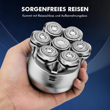 Електрична бритва для гоління голови Glatzen Herren, бездротова, для сухого та вологого гоління, з гнучкою голівкою та магнітною насадкою