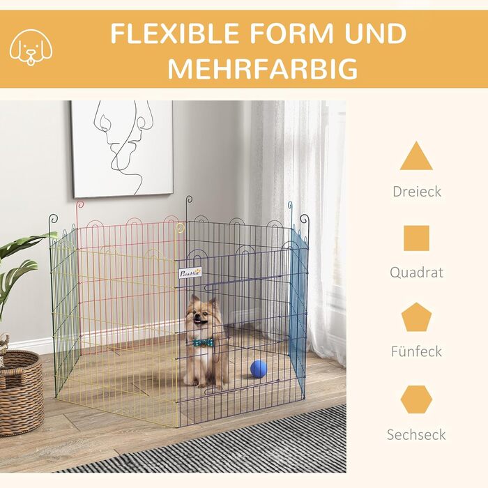 PawHut® вольєр для цуценят, огорожа для собак, вольєр-загон, 120x60x80 см (різнокольоровий)