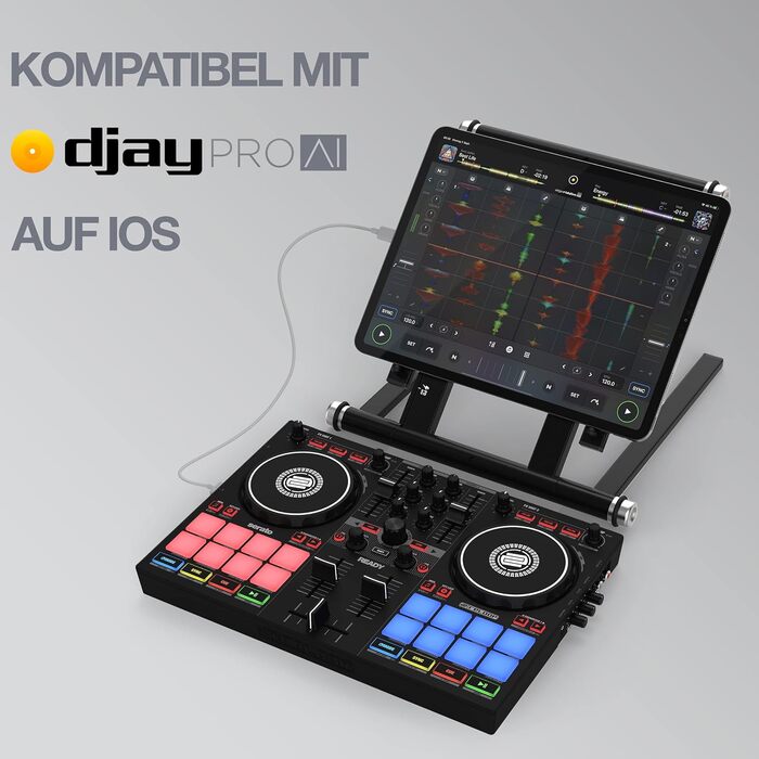 DJ контролер Reloop Ready - компактний 2-Deck для Serato DJ Lite, 16 RGB-падів, 9 режимів, FX-блоки, для ноутбука 13