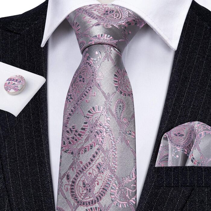 Краватка Barry.Wang з нагрудною хустиною та затискачем для краватки в комплекті, візерунок пейслі