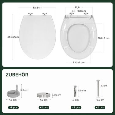 Сидіння для унітаза WOLTU овальної форми (O-подібне) з мікроліфтом (Softclose), пластикове, з системою швидкого монтажу Fast Fix