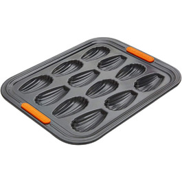 Форма для мадлен Le Creuset, антипригарна, на 12 шт., стійка до закваски, вуглецева сталь, антрацит/помаранчева