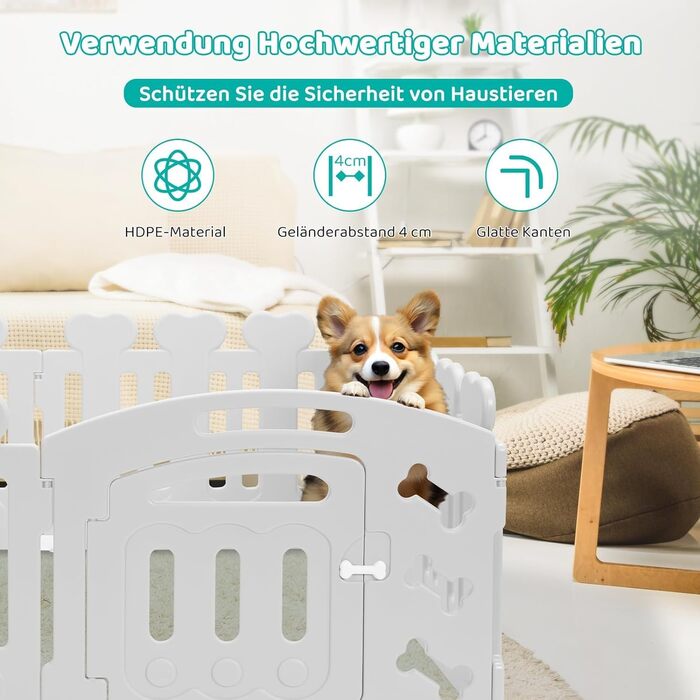Laufstall для цуценят MAMIZO 60 см: пластиковий загончик з тором, сірий-білий, 5+1 панель