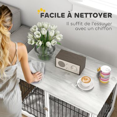 Клітка для собак PawHut з подушкою, регульовані ніжки, столик, сталевий каркас, сіра, 90 x 58 x 62,5 см, до 20 кг