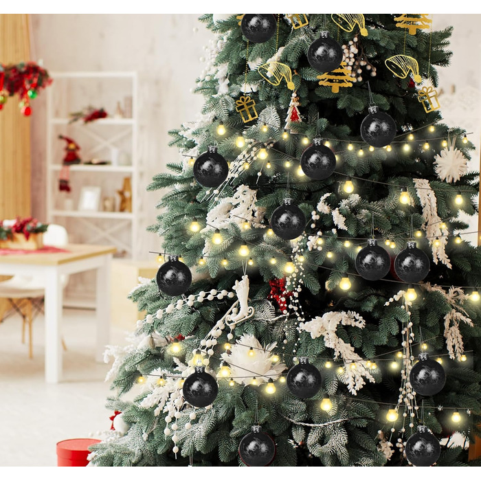 Скляні кулі Hengsong на Різдво: 24 шт. чорні та золоті, 6 см. Декорації для ялинки, різдвяний декор