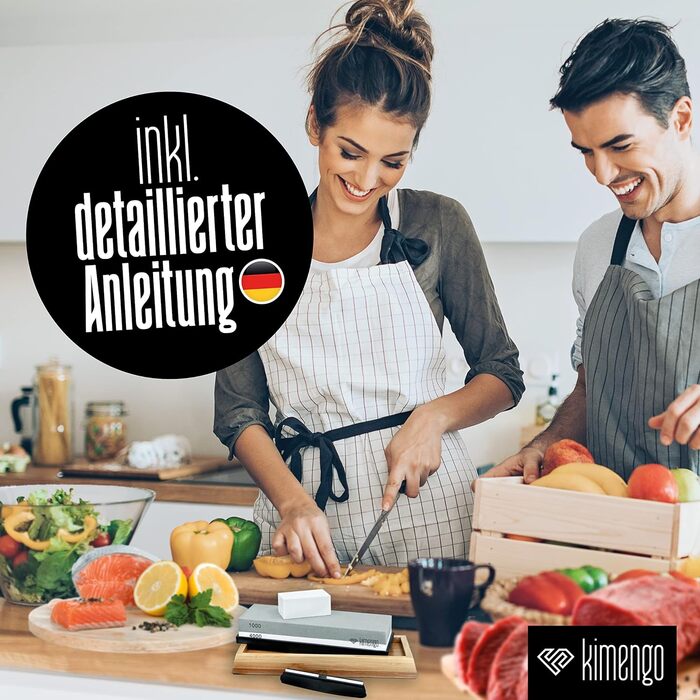 Набір для заточування ножів [PROFI SET] Schleifstein: двосторонній точильний камінь 1000/4000, підставка, eBook, точило для ножів