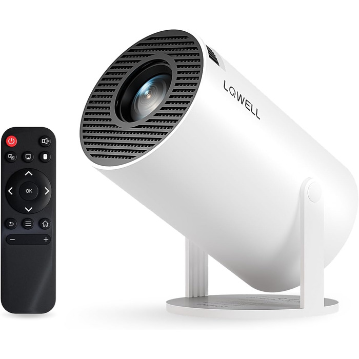 LQWELL HY300 PRO Mini Beamer: портативний проєктор 4K/1080p з Android 11, WiFi 6, Bluetooth 5.0, Airplay/Miracast, для Android/iPhone/PC/Mac/Switch (білий)