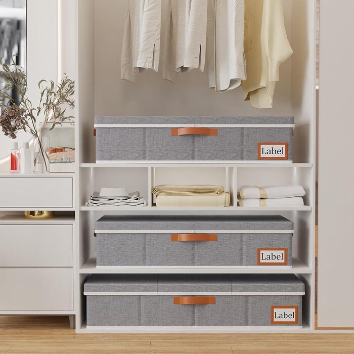 Yawinhe 2 Pack Under Bed Storage Box, Storage with Lid, Foldable Storage Bag with Handle Grips, for Bedspreads, Blankets, Clothes, 60x30x15cm, (60x30x15cm/1-Pack, Grey)