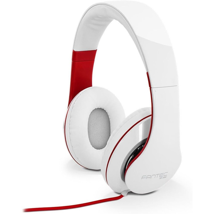 Навушники FANTEC SHP-250AJ Stereo HiFi, білий/червоний, без мікрофона