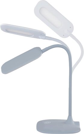 LED настільна лампа EMOS STELLA 6.5W з регулюванням яскравості, 4000K, гнучкий важіль, 1.7м кабель, CRI>80, 30000 год служби, блакитний колір