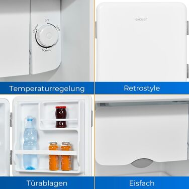 Exquisit Mini Холодильник CKB45-0-031F білий: 47 л, без морозильної камери, ретро стиль
