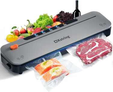 Вакуумний апарат для пакування продуктів 75kPa з 15 пакетами, для сухої та вологої їжі, з довгою зварювальною лінією 30см (сріблястий)