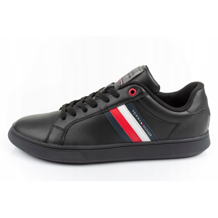 Оригінальні шкіряні кросівки Tommy Hilfiger на шнурівці, чорні, розмір 44